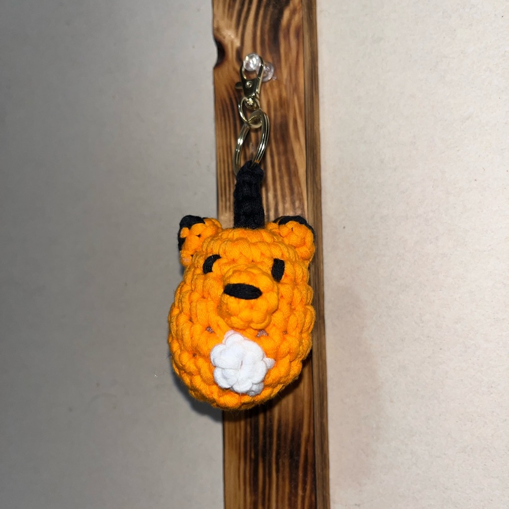 Crochet Orange Fox Keychain
